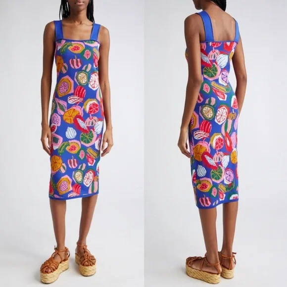 NWT Farm Rio Fruit Salad Knit Midi Sleeveless Sweater Dress XS - Picture 2 of 8